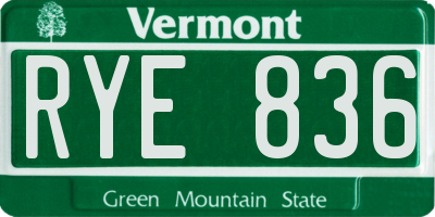 VT license plate RYE836