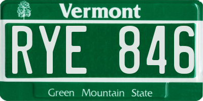 VT license plate RYE846