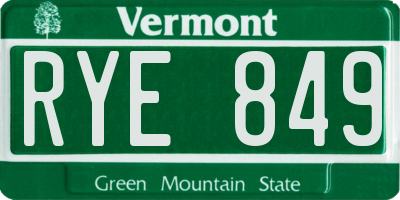 VT license plate RYE849