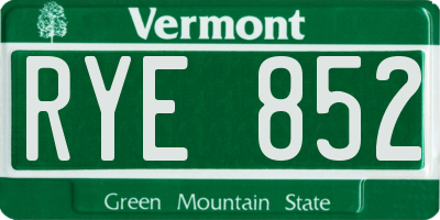 VT license plate RYE852