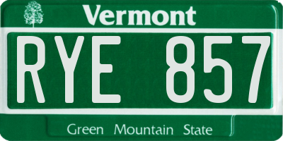 VT license plate RYE857