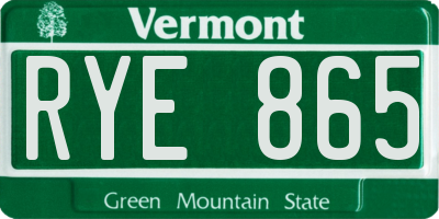 VT license plate RYE865