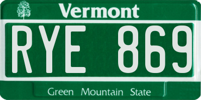 VT license plate RYE869
