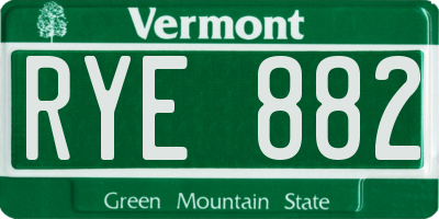 VT license plate RYE882