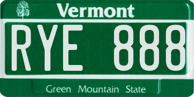 VT license plate RYE888