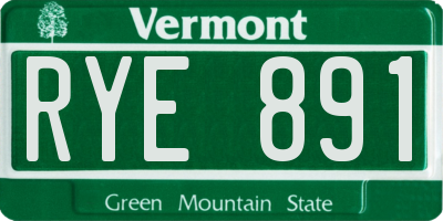 VT license plate RYE891