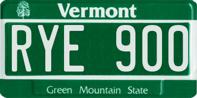 VT license plate RYE900