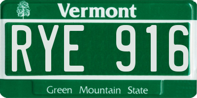 VT license plate RYE916