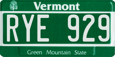 VT license plate RYE929