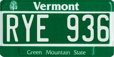VT license plate RYE936