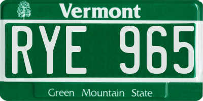 VT license plate RYE965