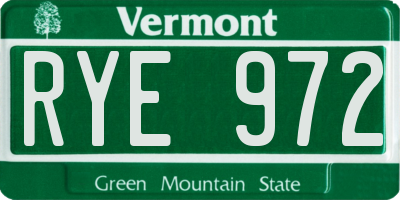 VT license plate RYE972