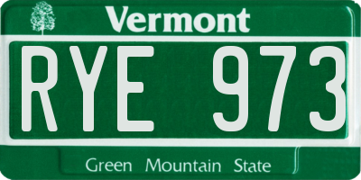 VT license plate RYE973