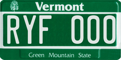VT license plate RYF000