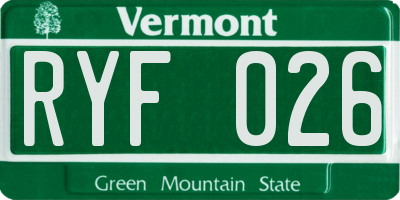 VT license plate RYF026