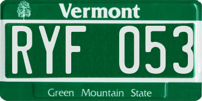 VT license plate RYF053