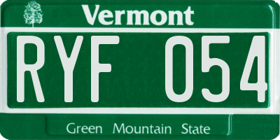 VT license plate RYF054