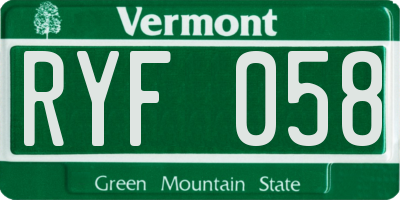 VT license plate RYF058