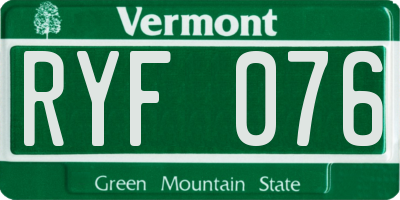 VT license plate RYF076