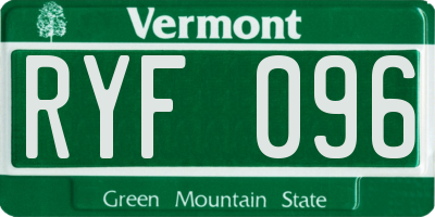 VT license plate RYF096