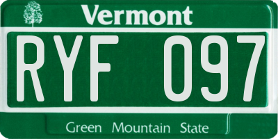 VT license plate RYF097