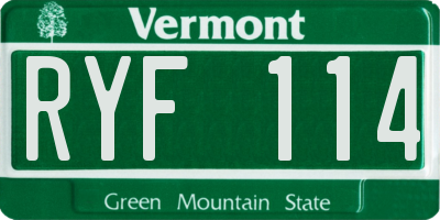 VT license plate RYF114