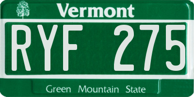 VT license plate RYF275