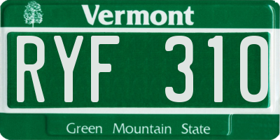 VT license plate RYF310