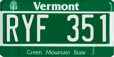 VT license plate RYF351