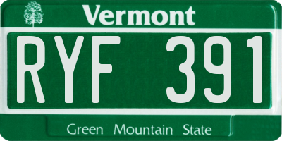 VT license plate RYF391