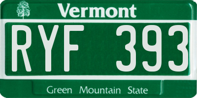 VT license plate RYF393
