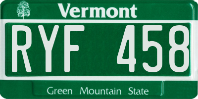 VT license plate RYF458