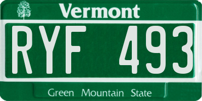 VT license plate RYF493