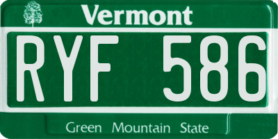 VT license plate RYF586