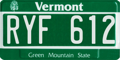 VT license plate RYF612