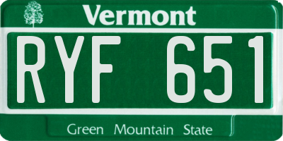 VT license plate RYF651