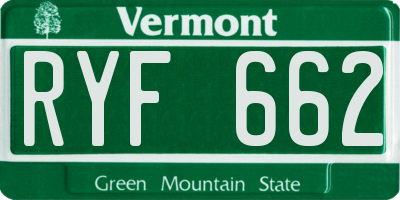 VT license plate RYF662