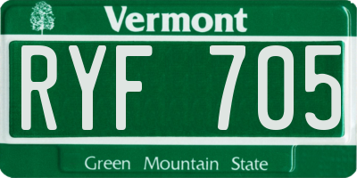 VT license plate RYF705