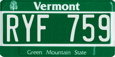 VT license plate RYF759