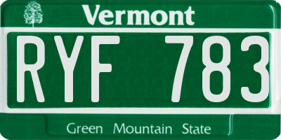 VT license plate RYF783