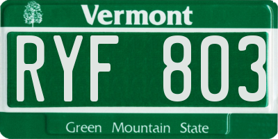 VT license plate RYF803