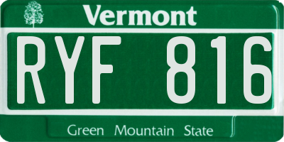 VT license plate RYF816