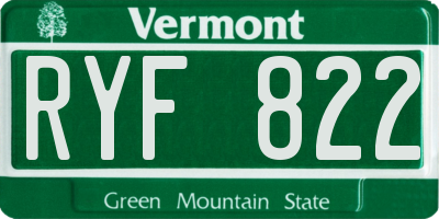 VT license plate RYF822