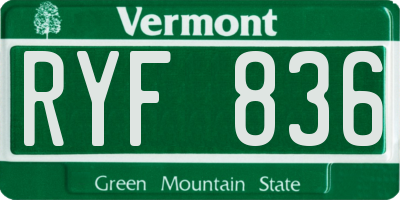 VT license plate RYF836