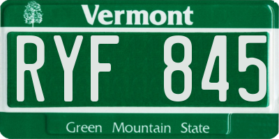 VT license plate RYF845