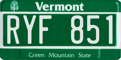 VT license plate RYF851