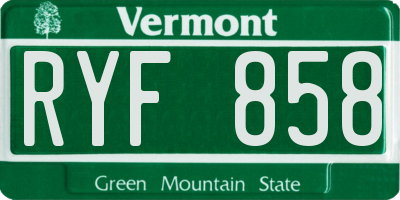 VT license plate RYF858