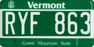 VT license plate RYF863