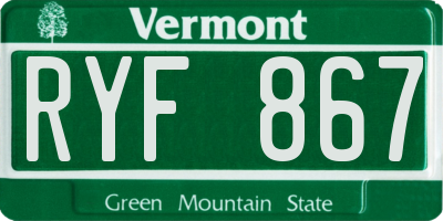 VT license plate RYF867