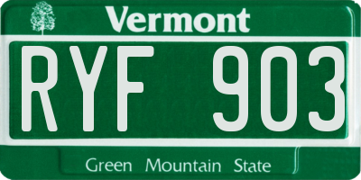 VT license plate RYF903